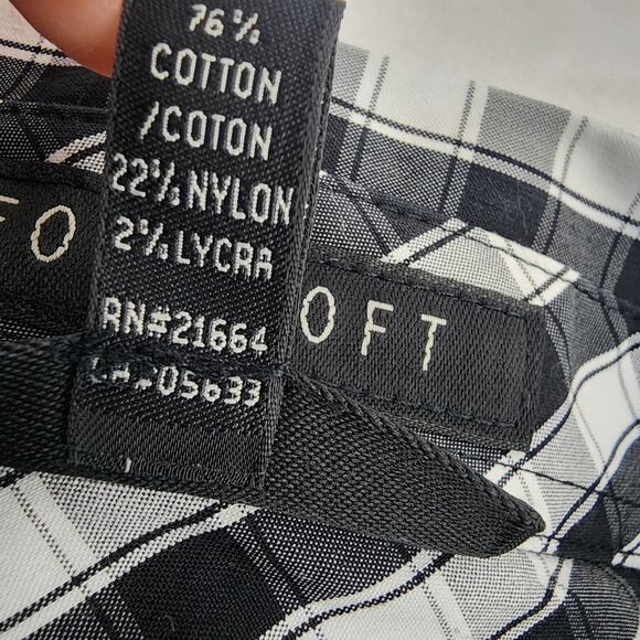 Foxcroft Shirt Shaped Fit Women 18W Button Black White Gingham 3/4 Sleeve Pocket - Picture 9 of 10